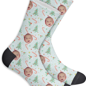 Custom Baby Picture Socks – Candy Cane