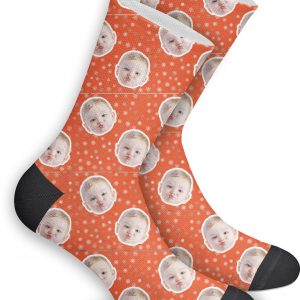 Snow Flakes Custom Picture Socks Red