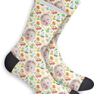 Custom Baby Picture Socks – Trains Plane & Cars